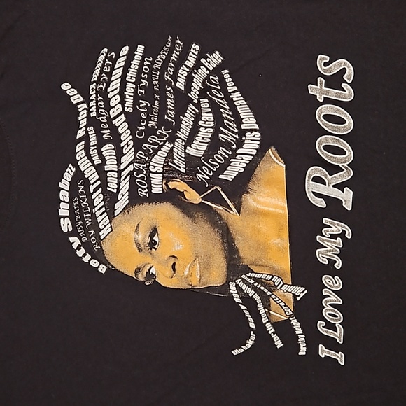 Michelle Obama ' I love my roots' black short sleeve graphic tee XL Small - Picture 2 of 6